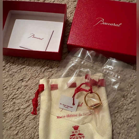 Baccarat- Marie-Helene de Taillac Pear Ring- 18k Gold Red Crystal Jewelry- SZ- 7 - Picture 14 of 16